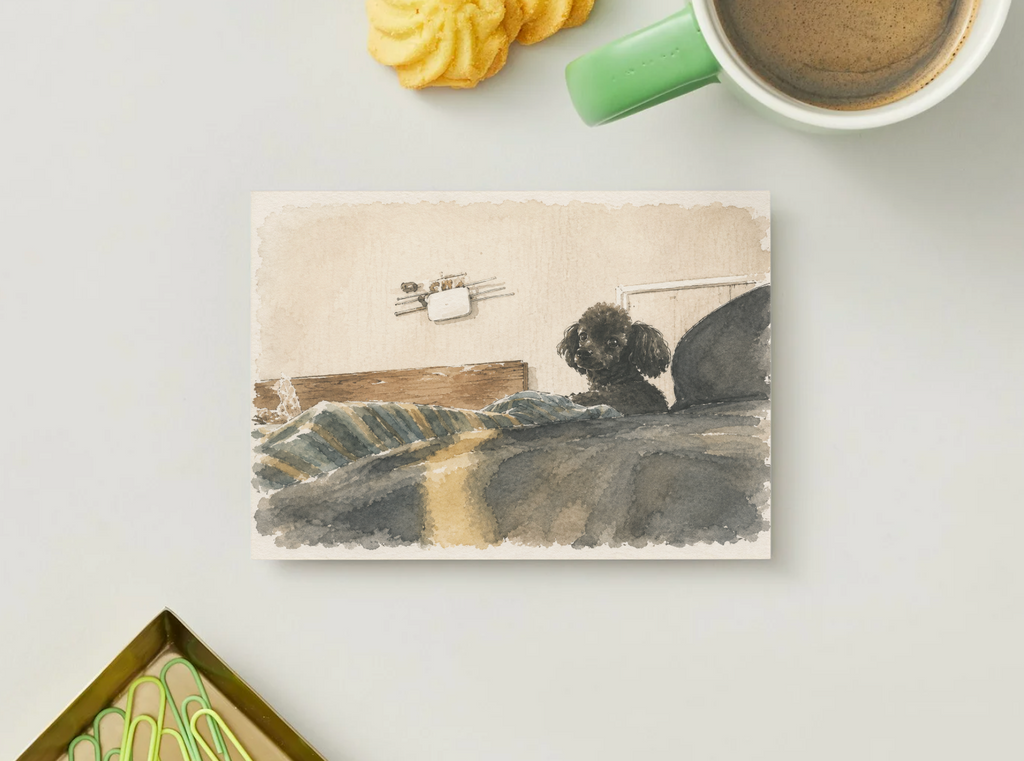Little Guardian — Cozy Dog Printable Postcard