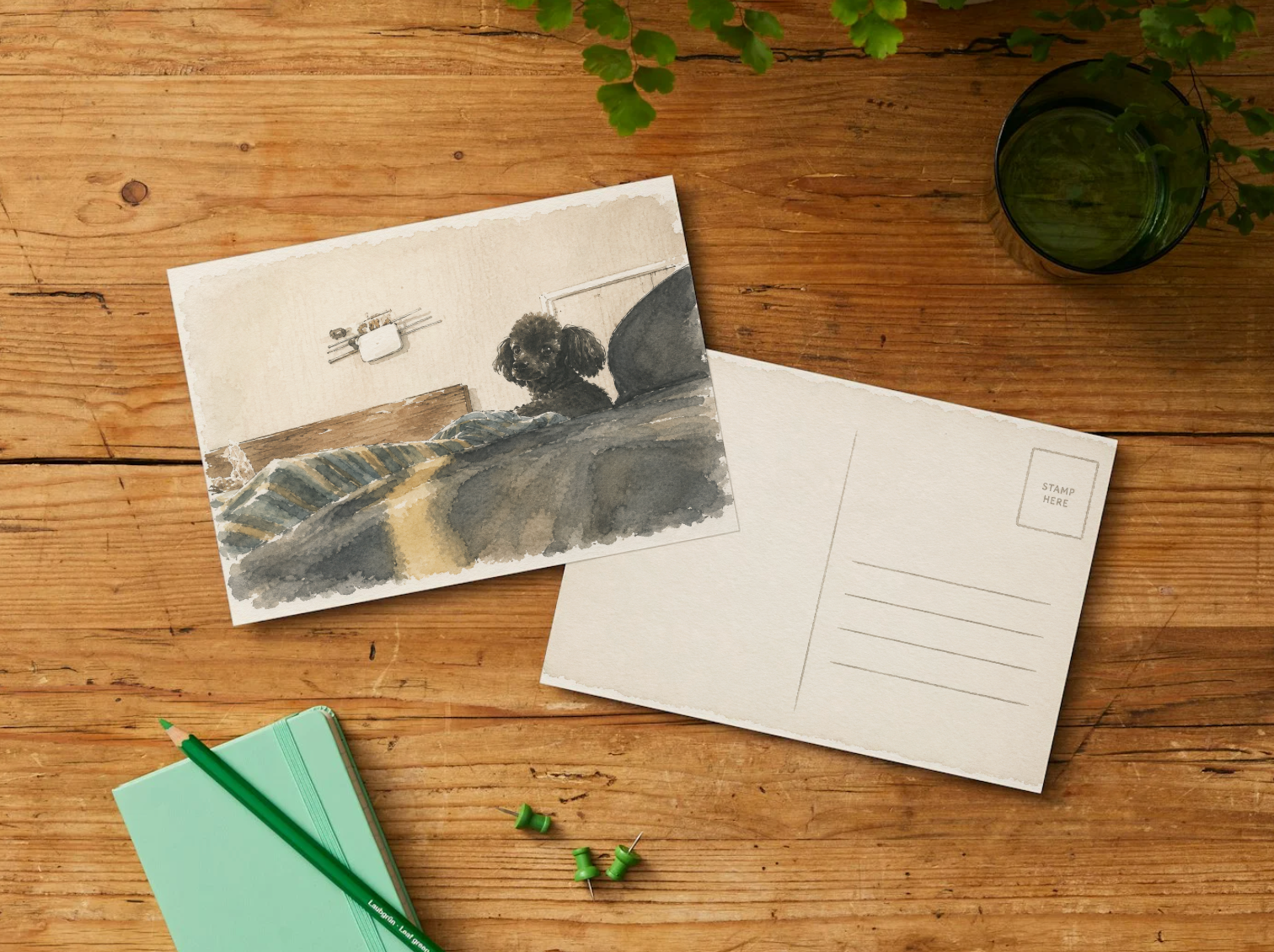 Little Guardian — Cozy Dog Printable Postcard
