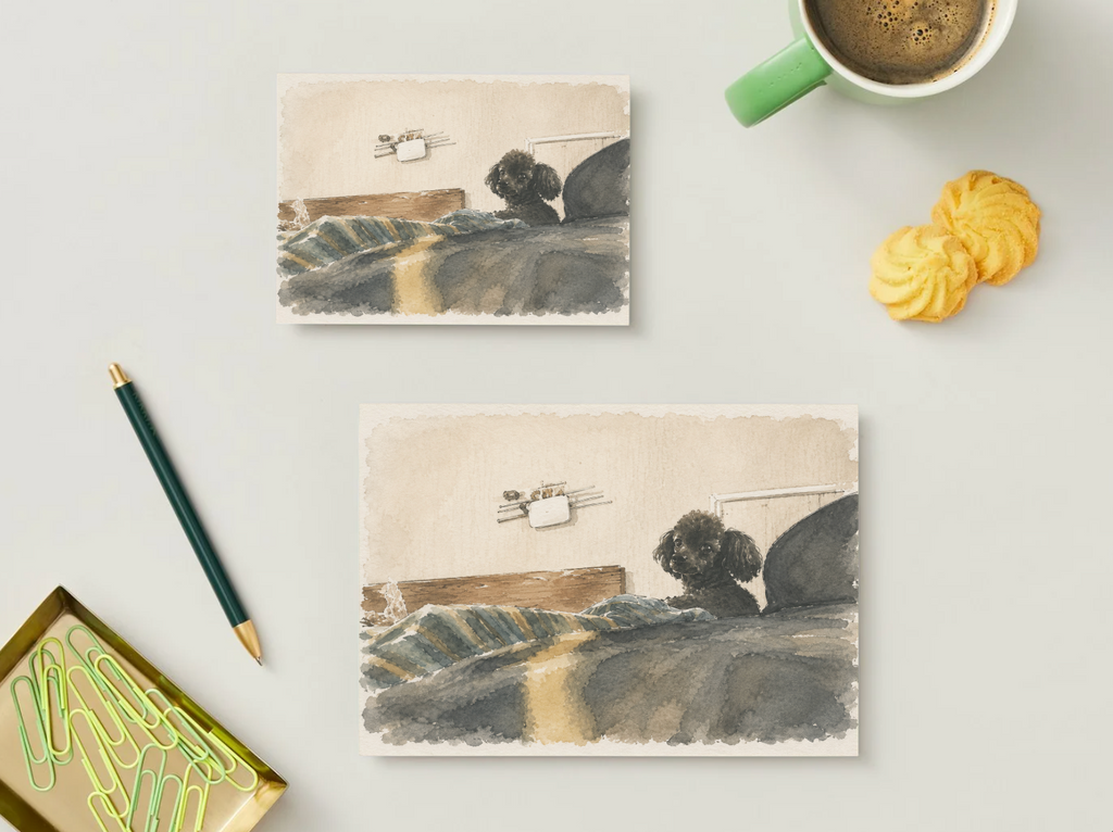 Little Guardian — Cozy Dog Printable Postcard
