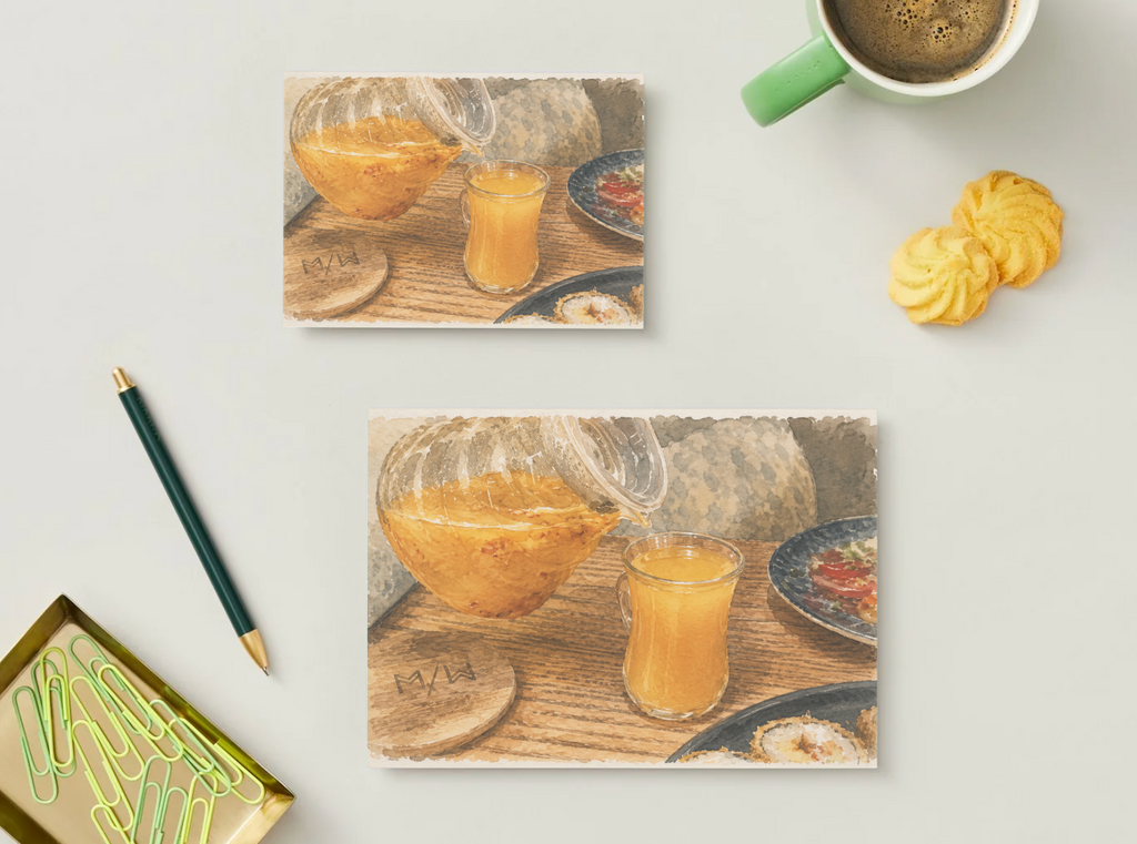 Apricot Tea — Cozy Printable Postcard