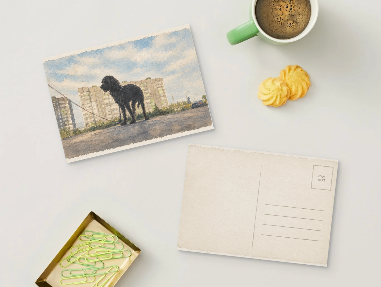 City Walk — Vintage Printable Postcard