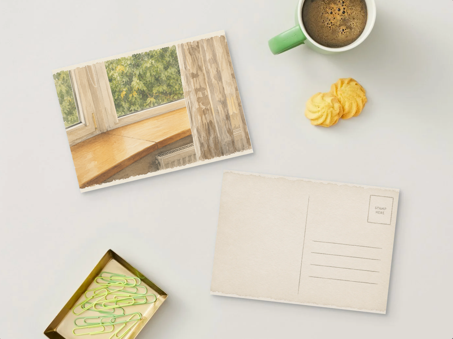 Summer Window — Vintage Printable Postcard