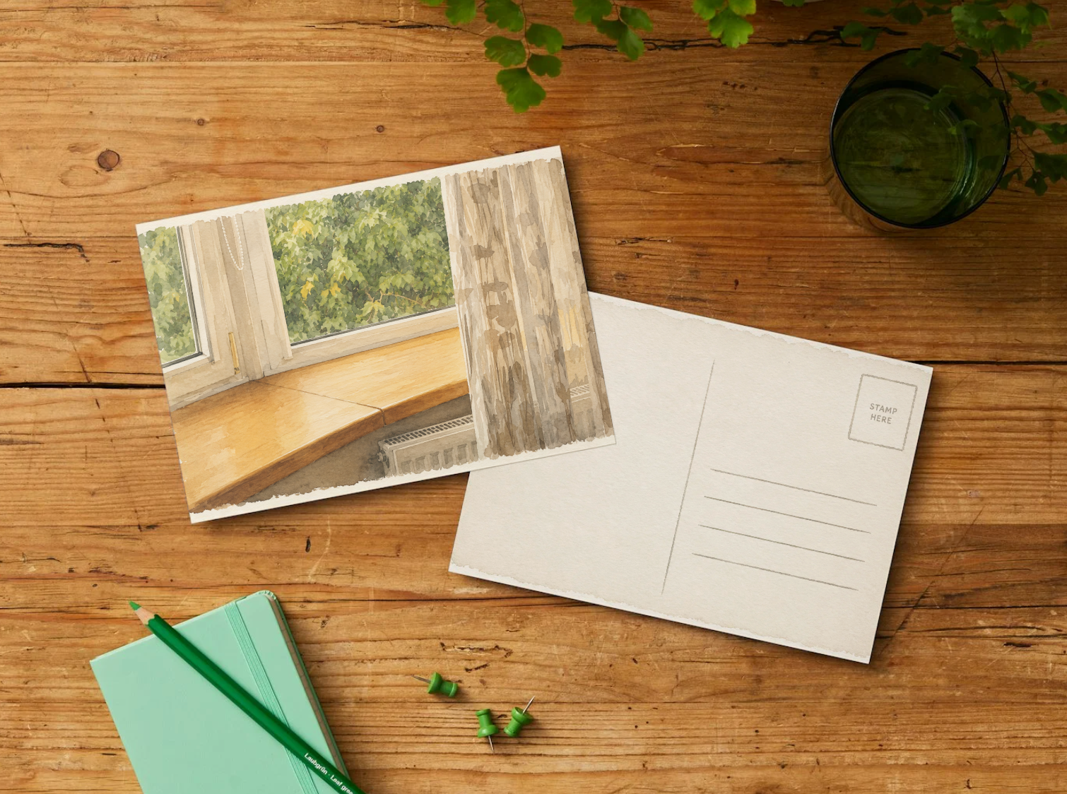 Summer Window — Vintage Printable Postcard