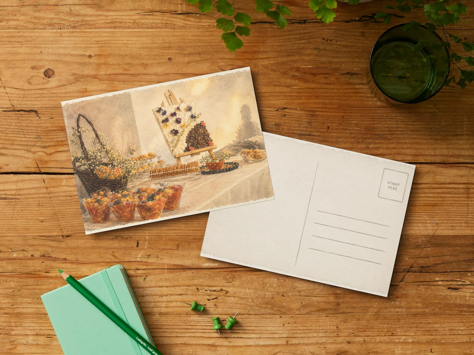 Golden Celebration — Vintage Printable Postcard
