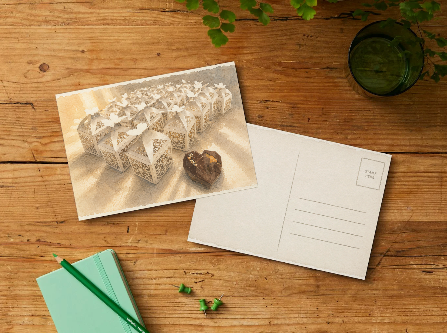 Golden Keepsakes — Vintage Printable Postcard