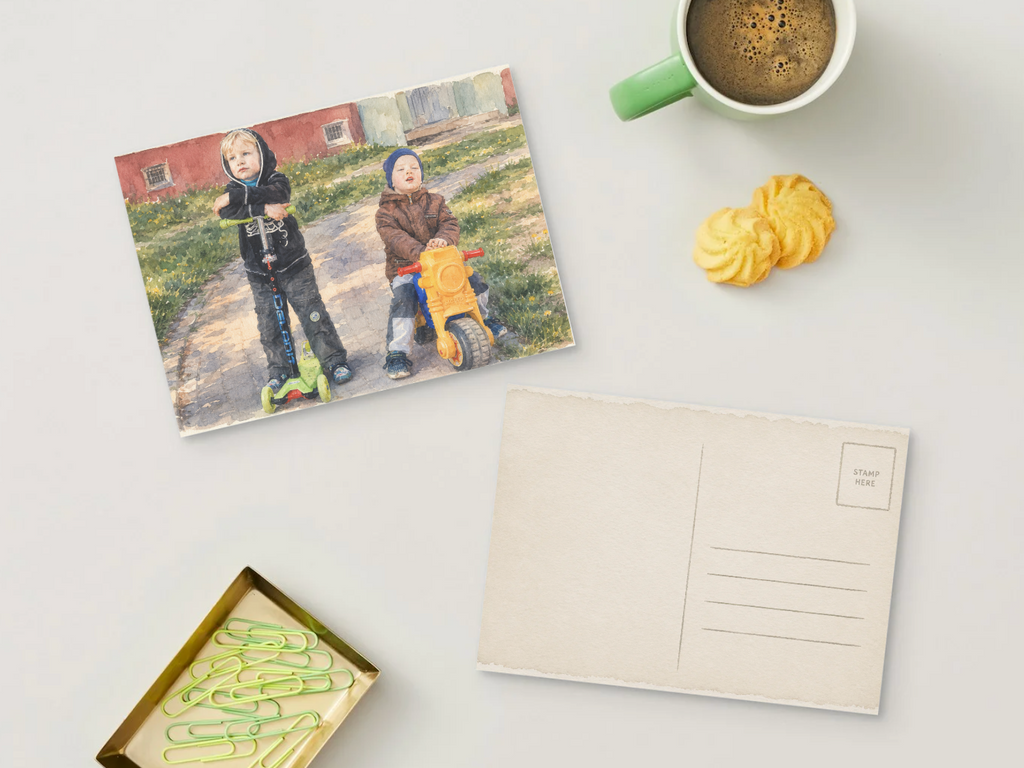 Childhood Roads — Vintage Printable Postcard