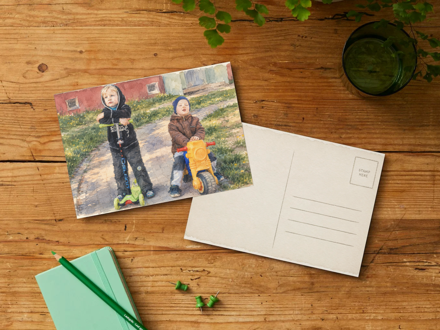 Childhood Roads — Vintage Printable Postcard