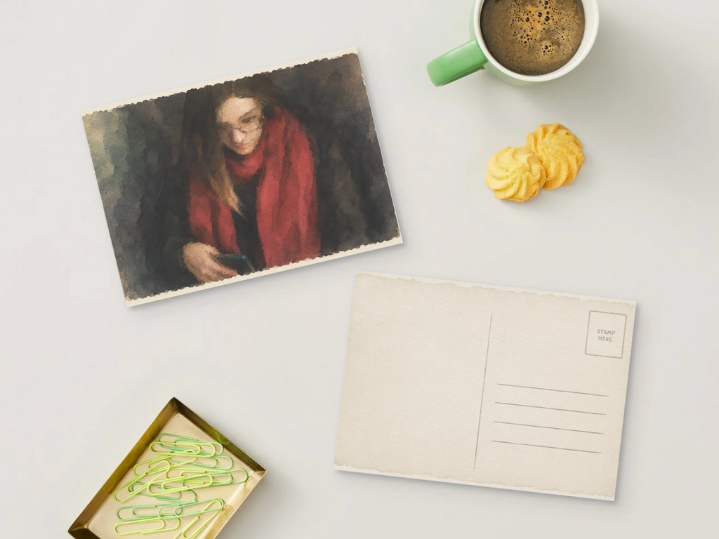 Red Silence — Vintage Printable Postcard