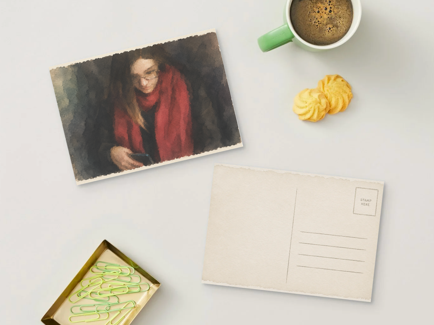 Red Silence — Vintage Printable Postcard