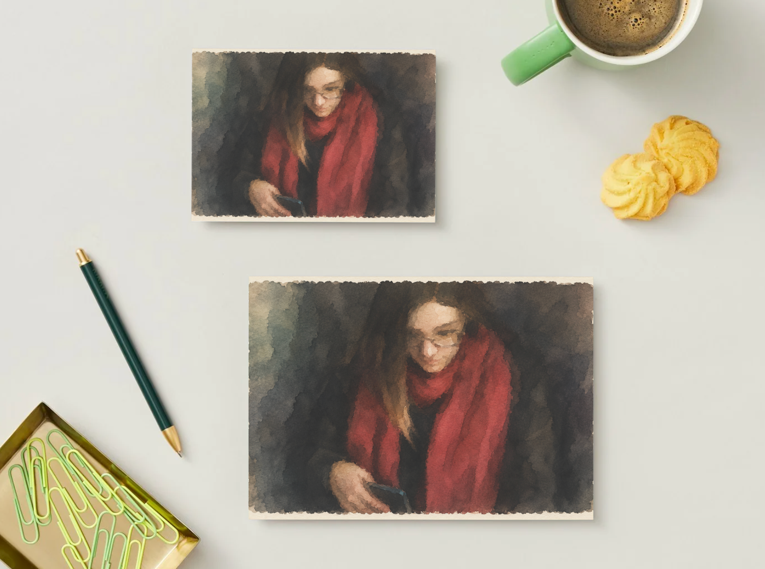 Red Silence — Vintage Printable Postcard