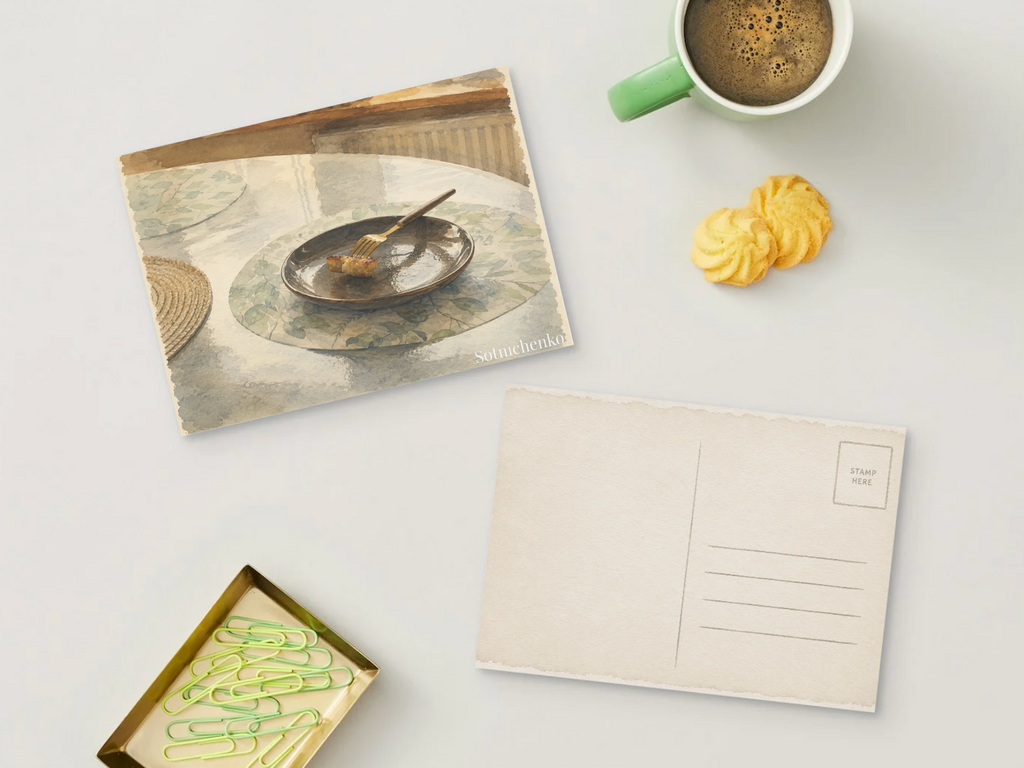 Last Bite — Cozy Vintage Printable Postcard