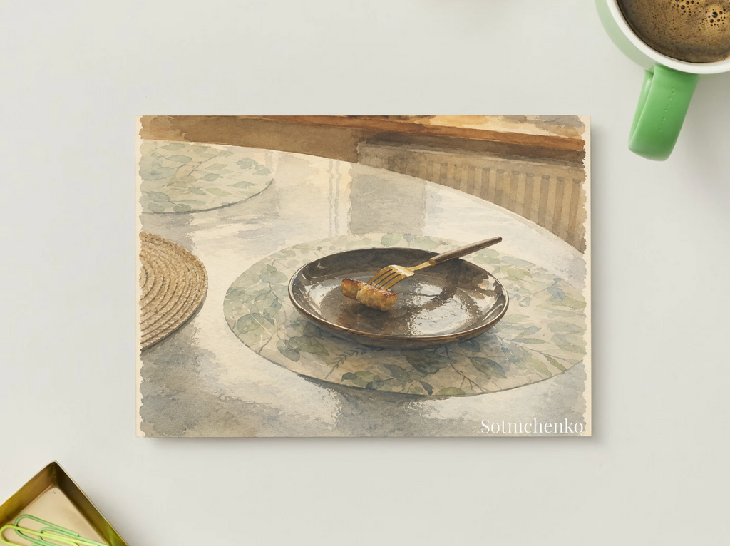 Last Bite — Cozy Vintage Printable Postcard