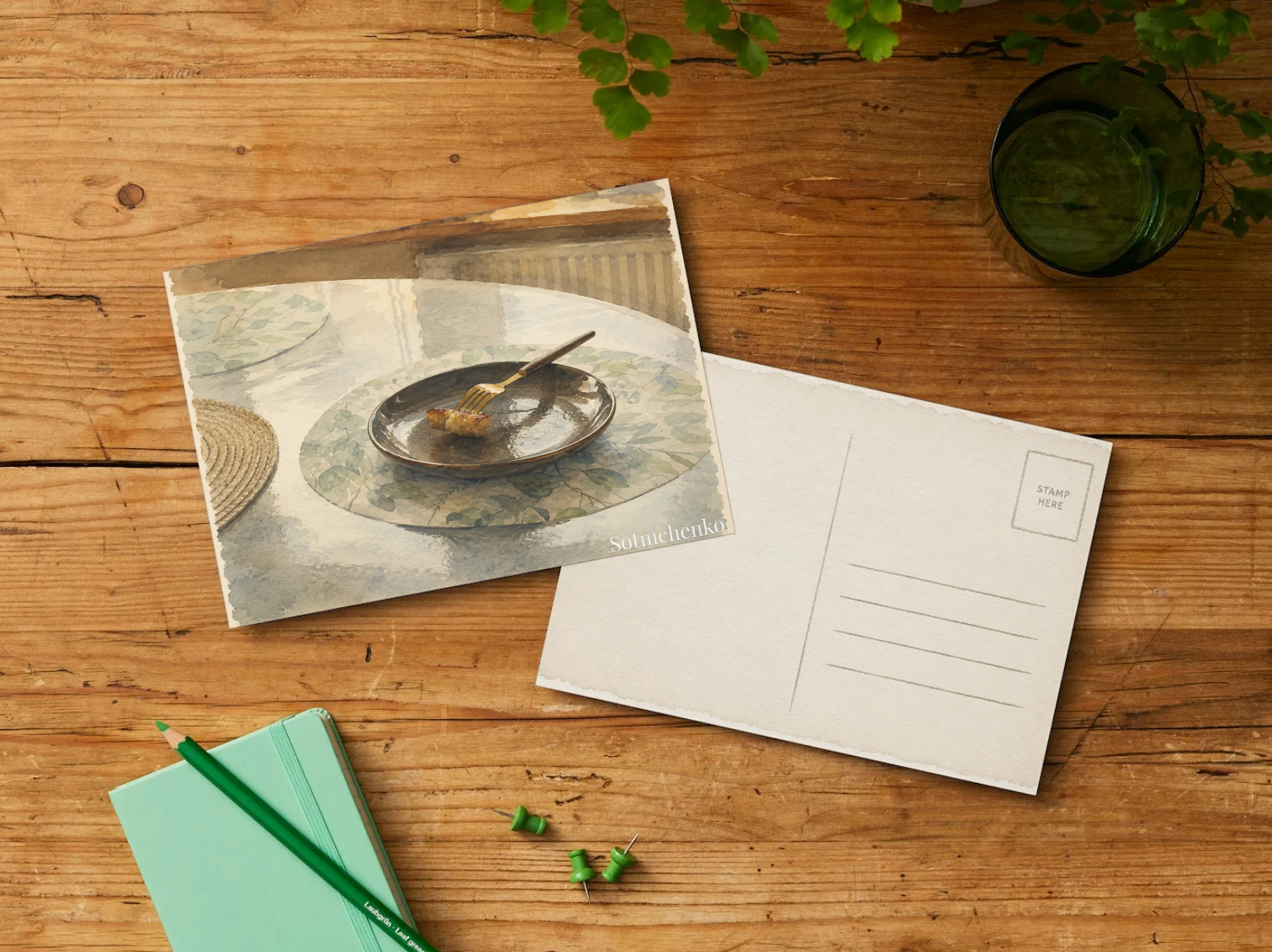 Last Bite — Cozy Vintage Printable Postcard