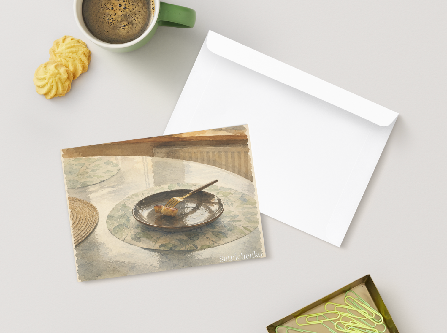 Last Bite — Cozy Vintage Printable Postcard