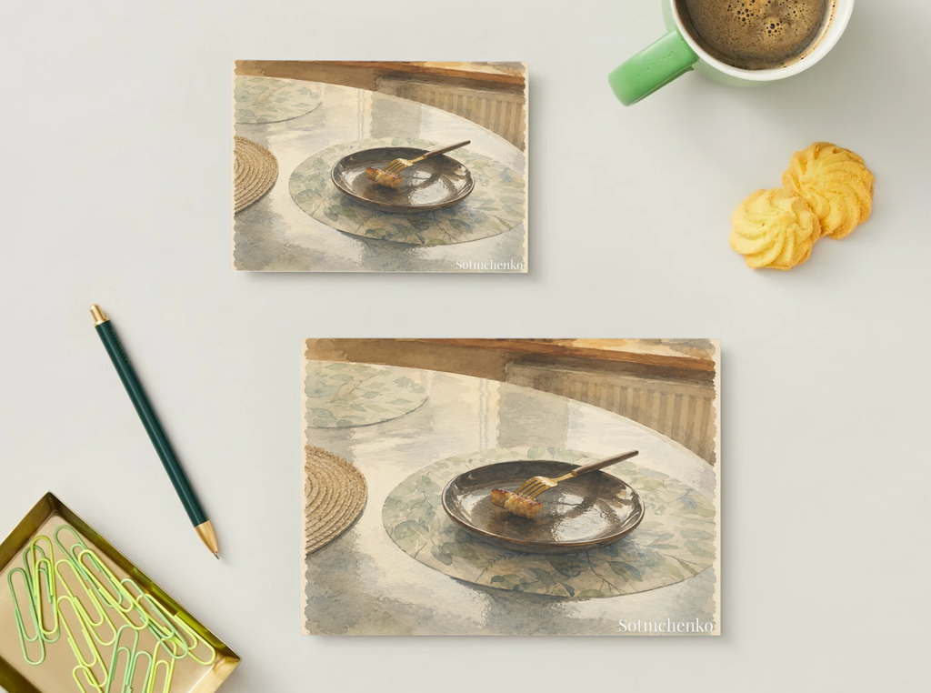 Last Bite — Cozy Vintage Printable Postcard