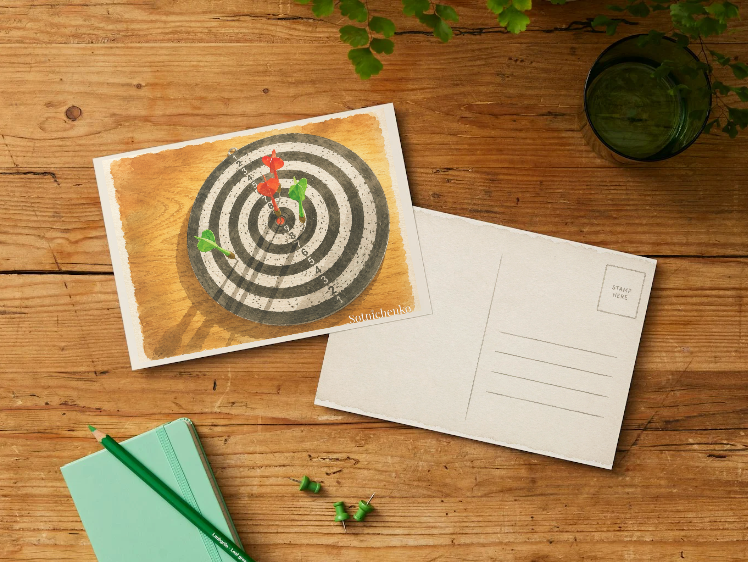 Bullseye — Minimal Vintage Printable Postcard