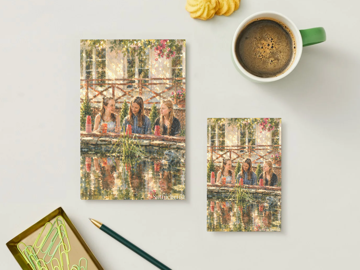 Golden Hour Girls — Nostalgic Watercolor Print