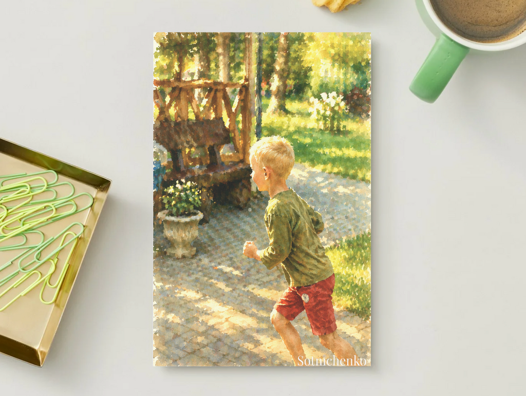 Running Through Summer — Vintage Watercolor Postcard