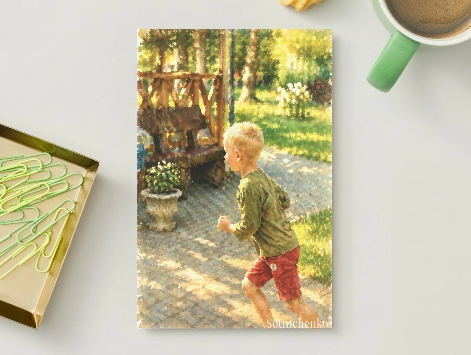 Running Through Summer — Vintage Watercolor Postcard