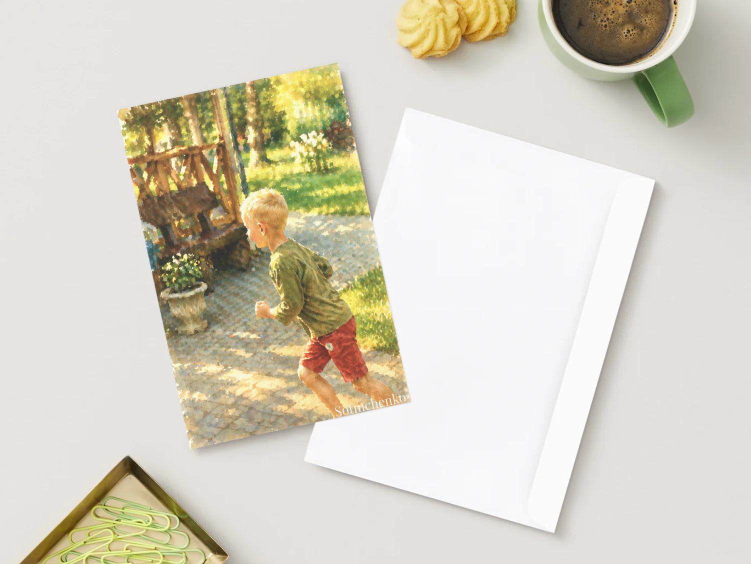 Running Through Summer — Vintage Watercolor Postcard