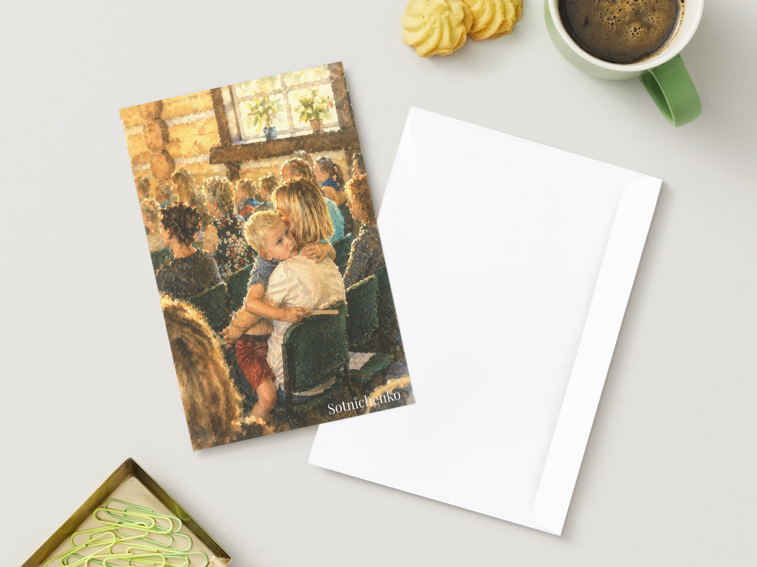 Held Close — Vintage Watercolor Postcard