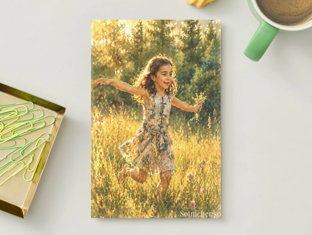 Running in the Light — Nostalgic Printable Postcard