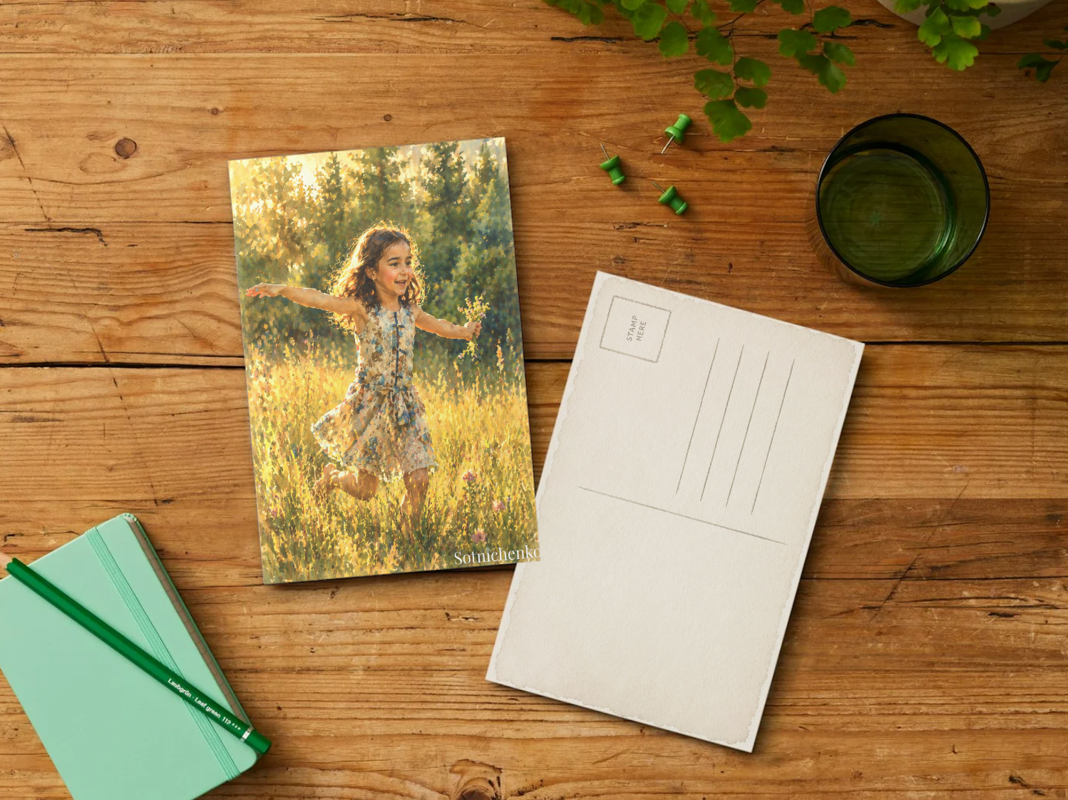 Running in the Light — Nostalgic Printable Postcard
