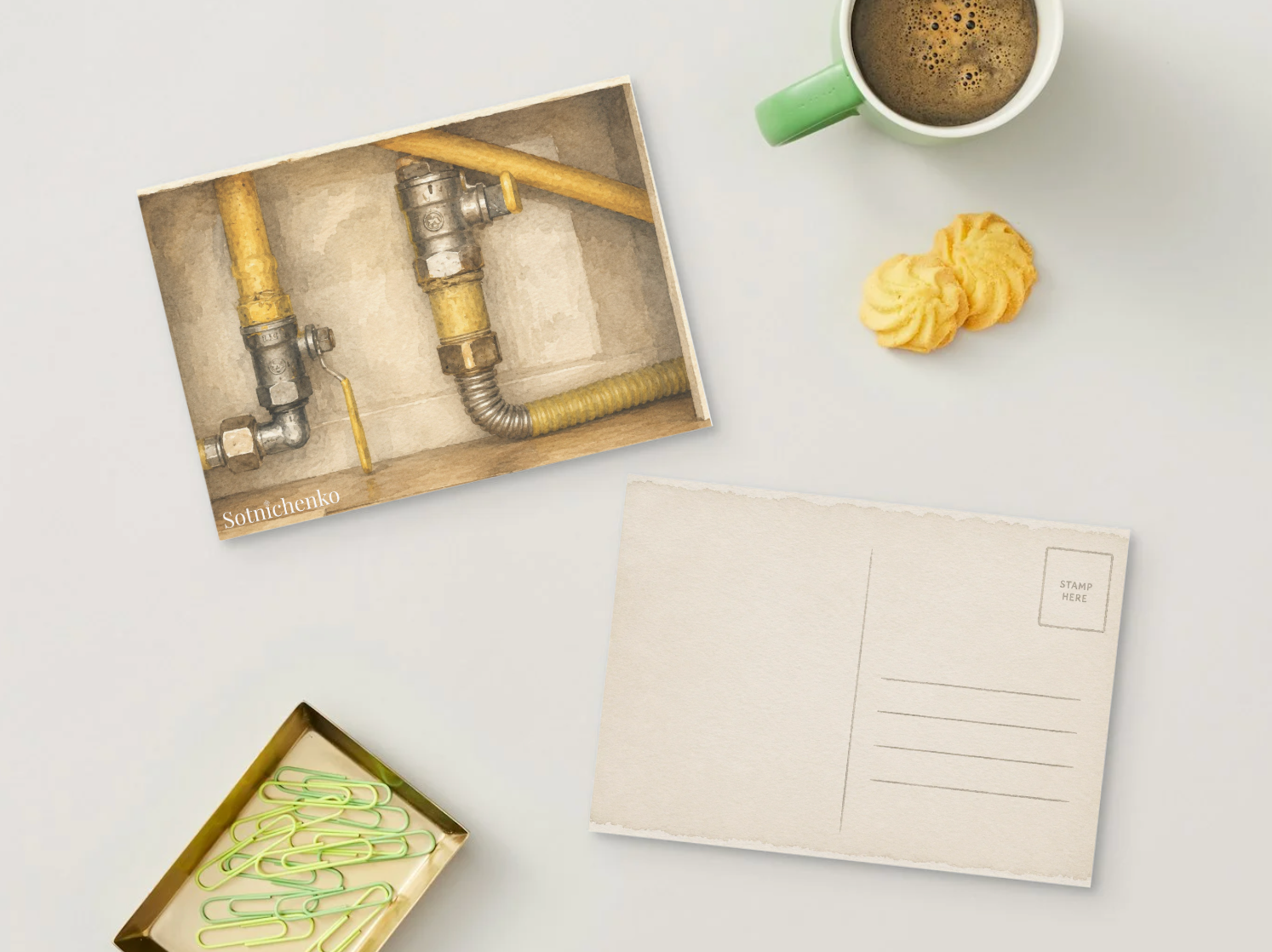 Utility Lines — Minimal Vintage Printable Postcard