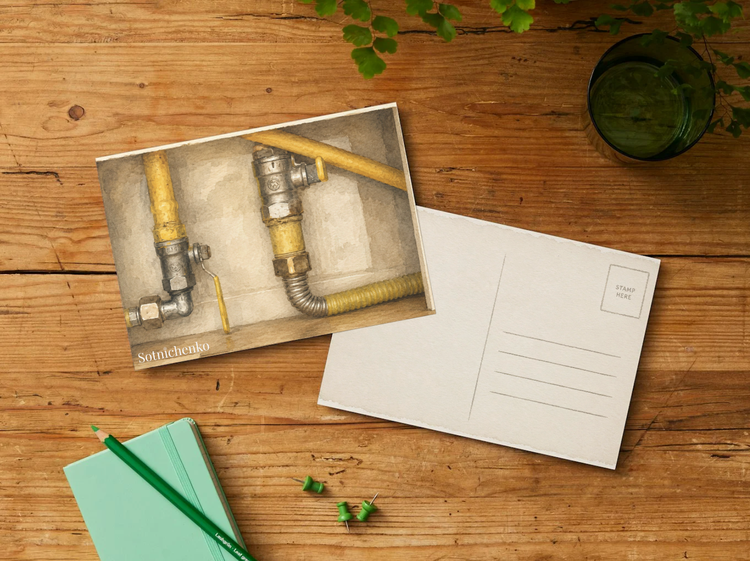 Utility Lines — Minimal Vintage Printable Postcard
