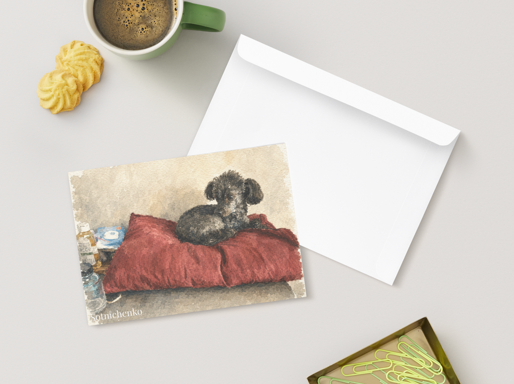 Little Watcher — Vintage Watercolor Postcard
