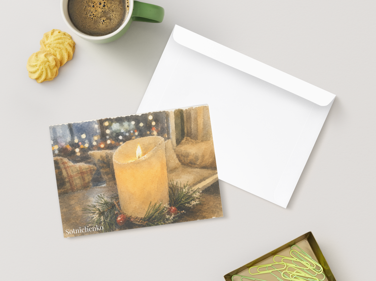 Winter Glow — Vintage Watercolor Postcard
