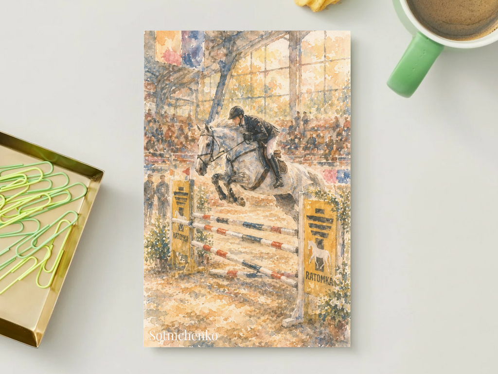 The Jump — Vintage Watercolor Postcard