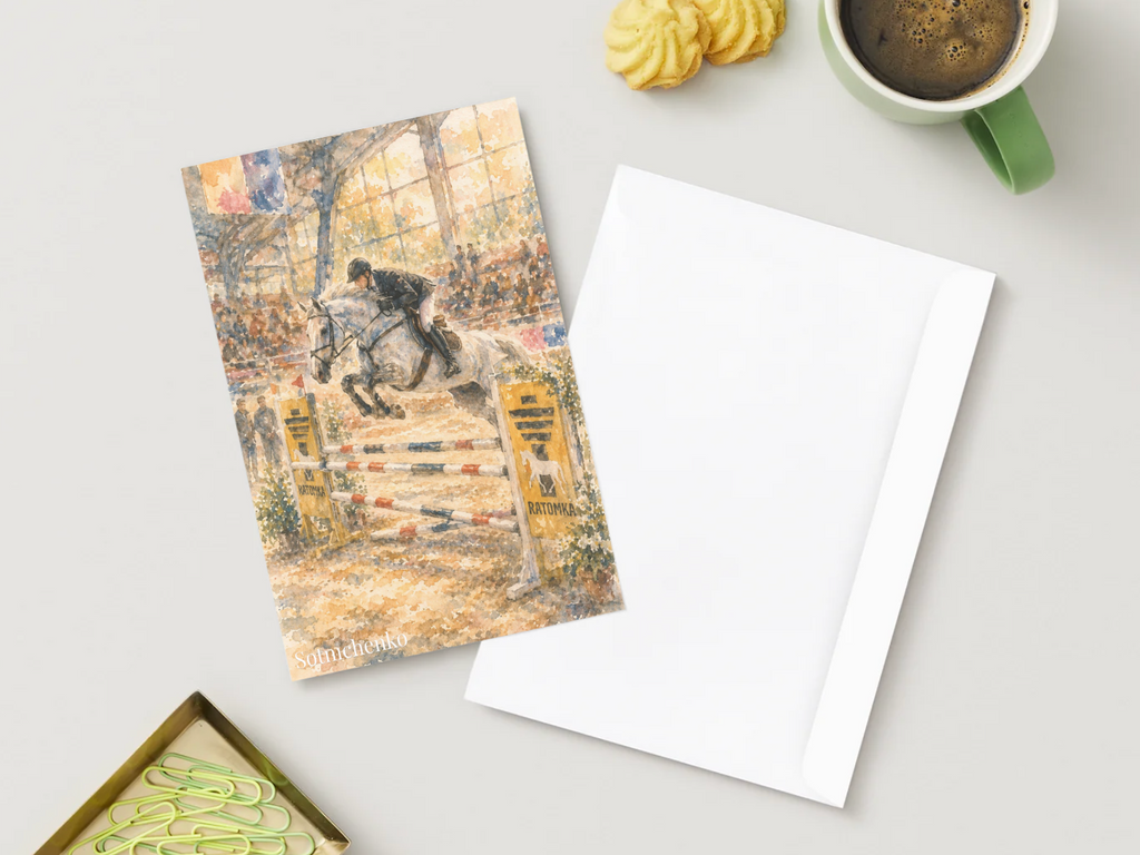 The Jump — Vintage Watercolor Postcard