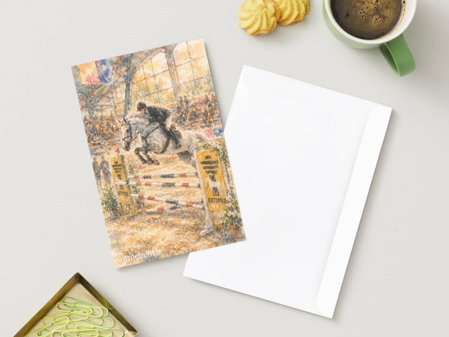 The Jump — Vintage Watercolor Postcard