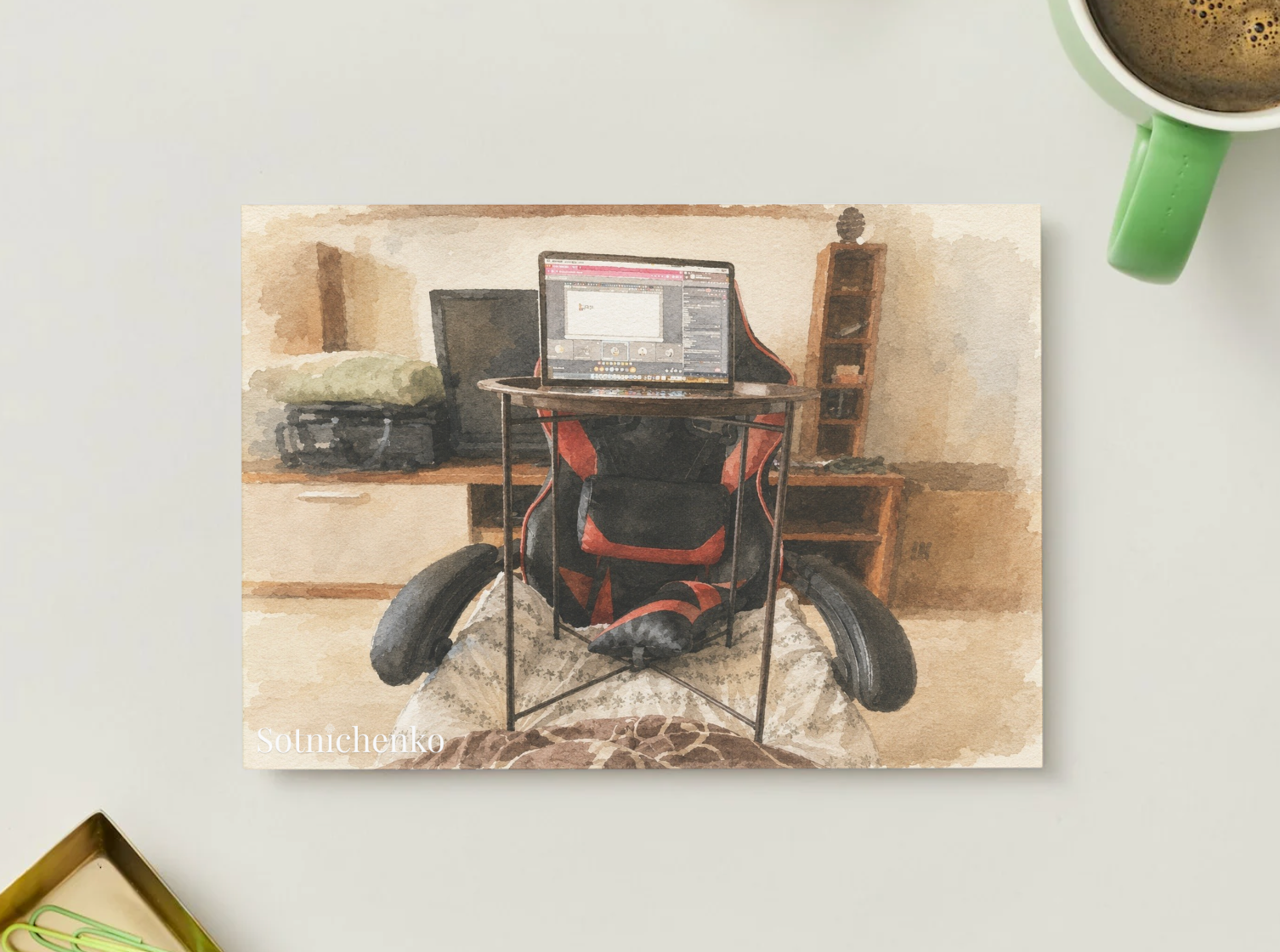 Work in Progress — Vintage Watercolor Postcard