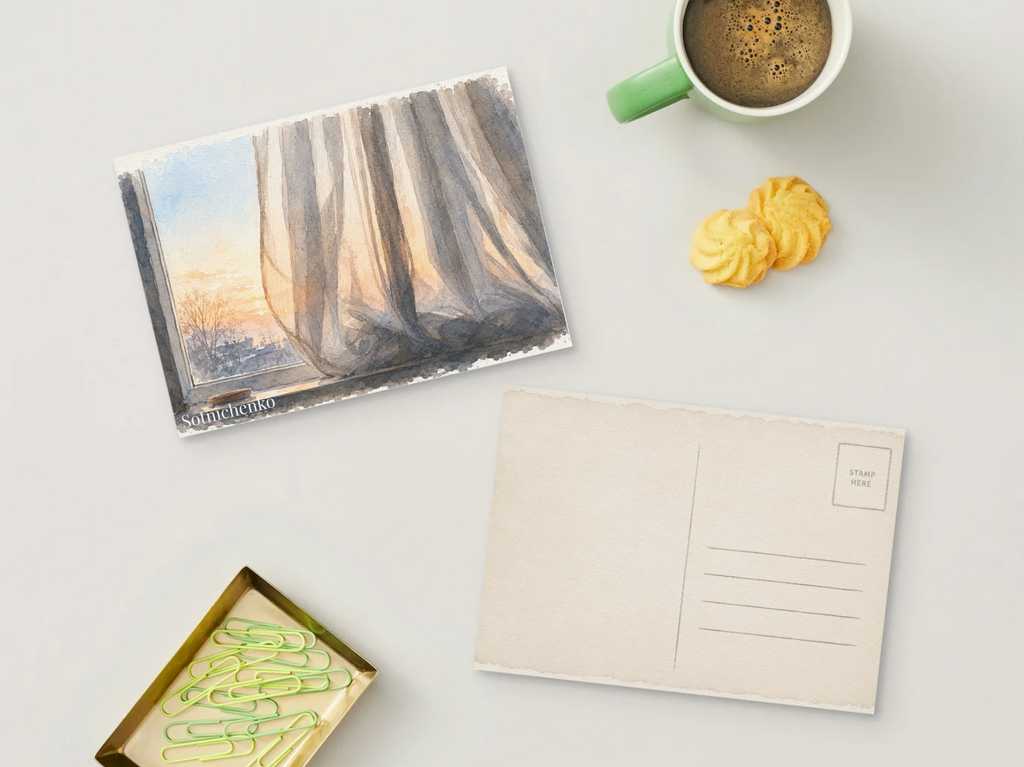 Quiet Evening — Sunset Window Printable Postcard
