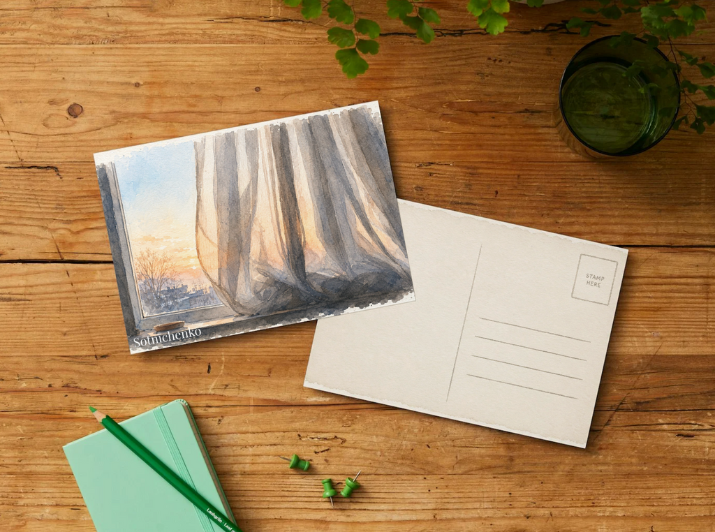 Quiet Evening — Sunset Window Printable Postcard