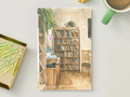 Quiet Library Corner — Printable Watercolor Postcard