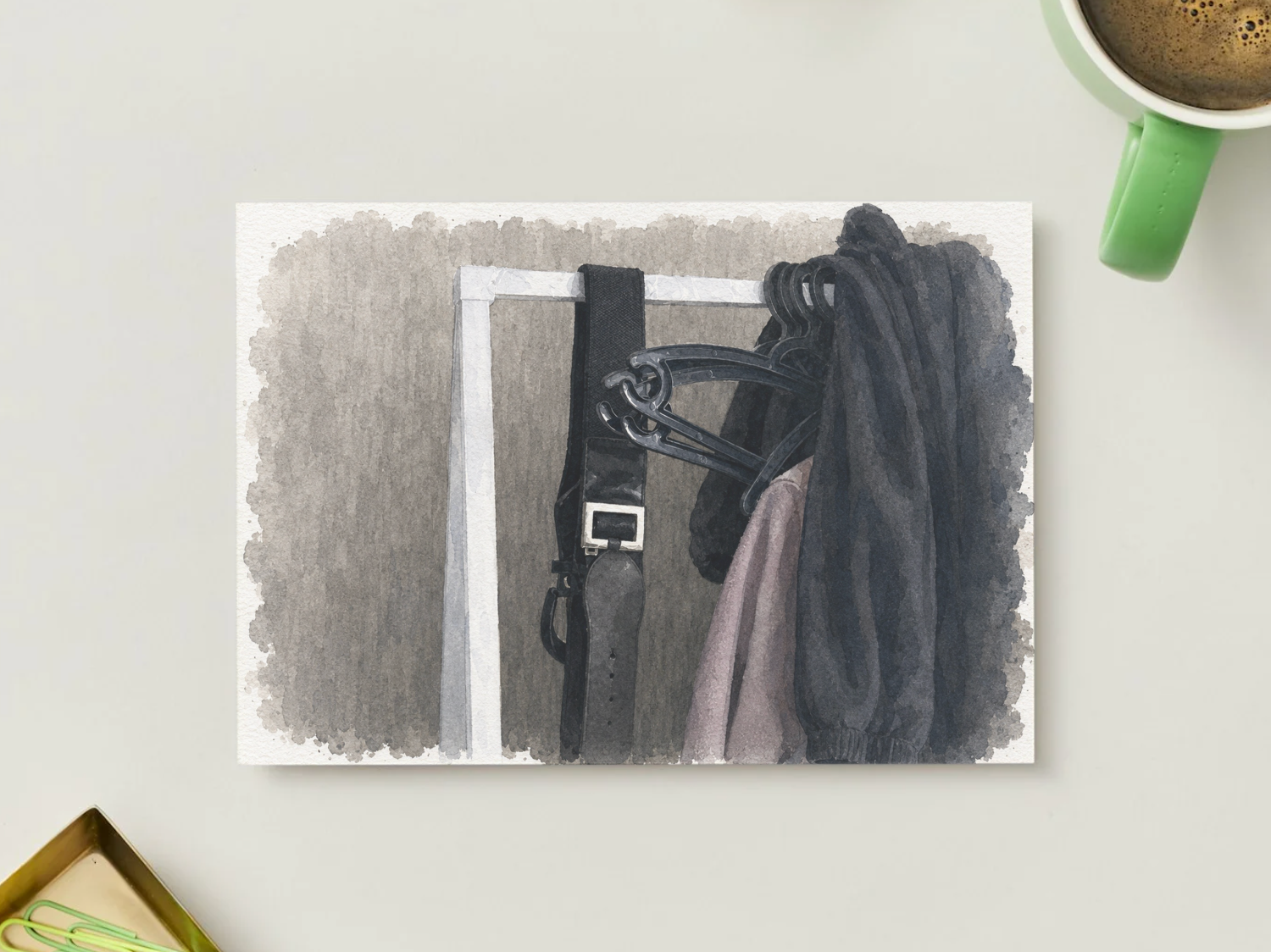 Closet Study — Vintage Watercolor Postcard