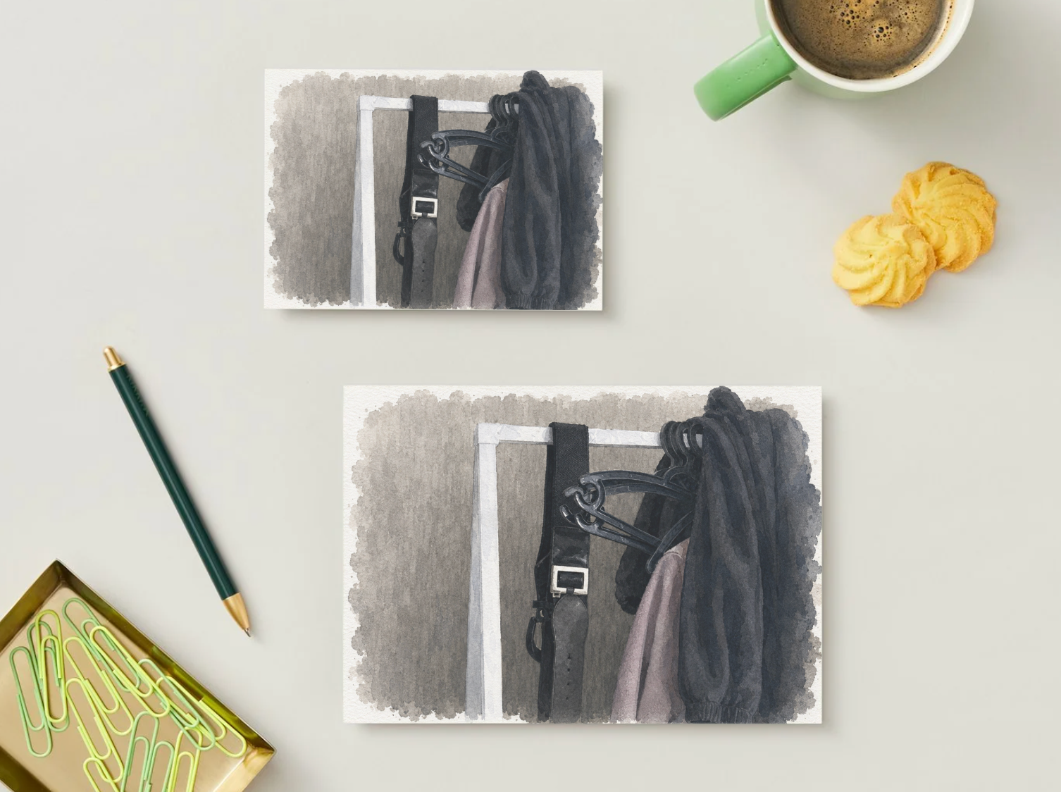 Closet Study — Vintage Watercolor Postcard