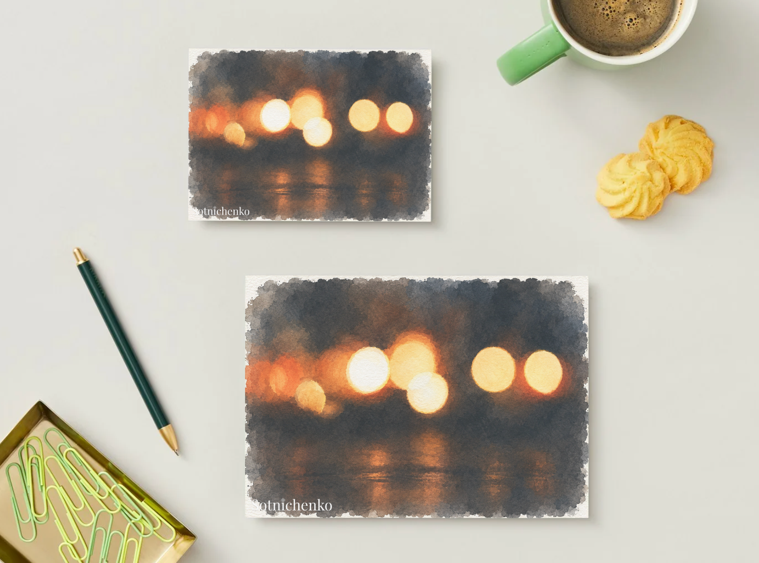 Amber Bokeh — Moody Printable Postcard