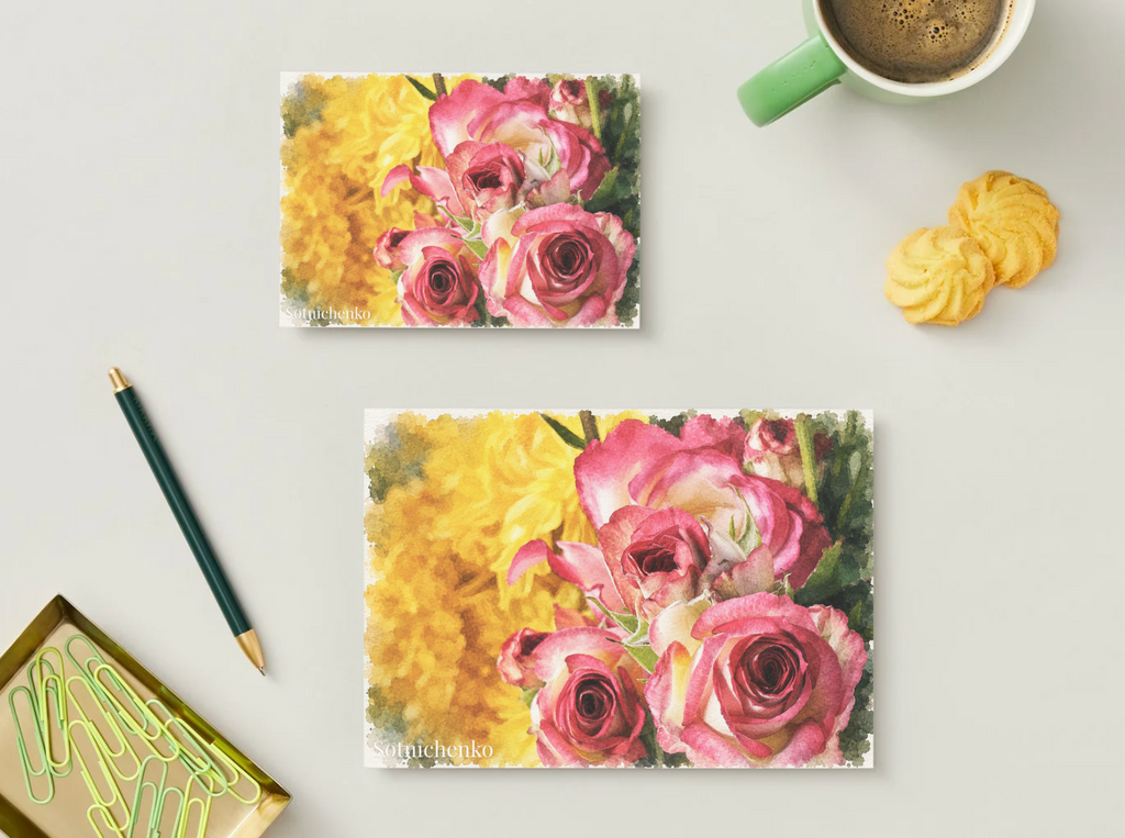 Garden Roses — Floral Printable Postcard