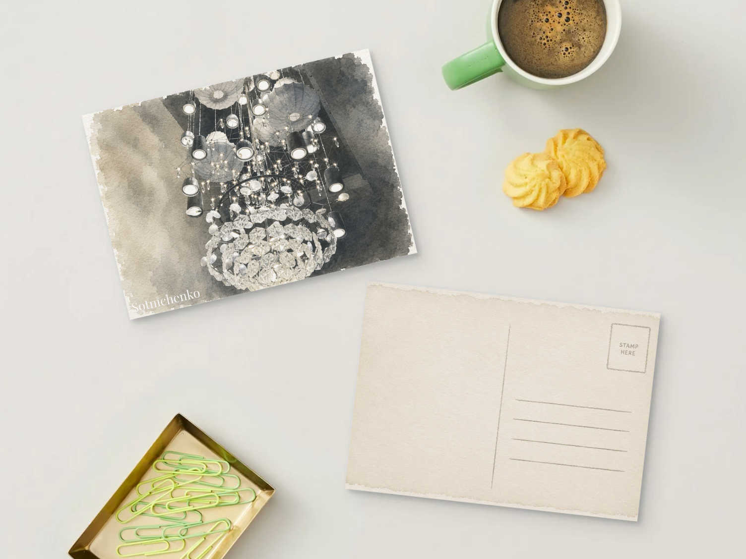 Crystal Lights — Elegant Printable Postcard