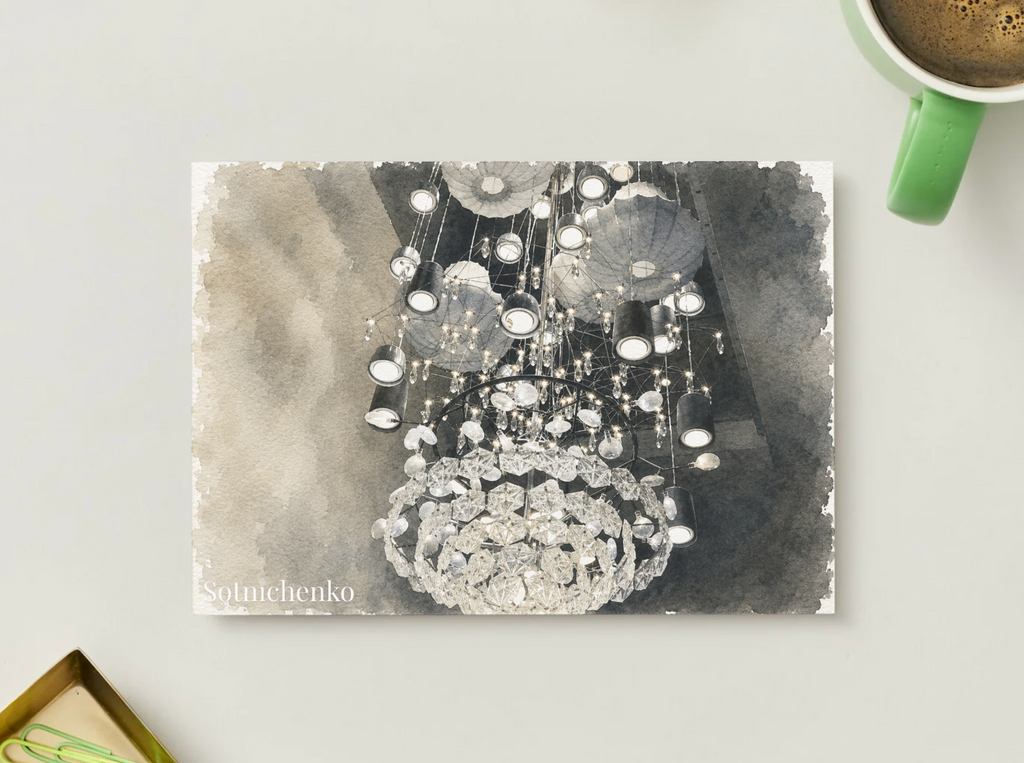 Crystal Lights — Elegant Printable Postcard