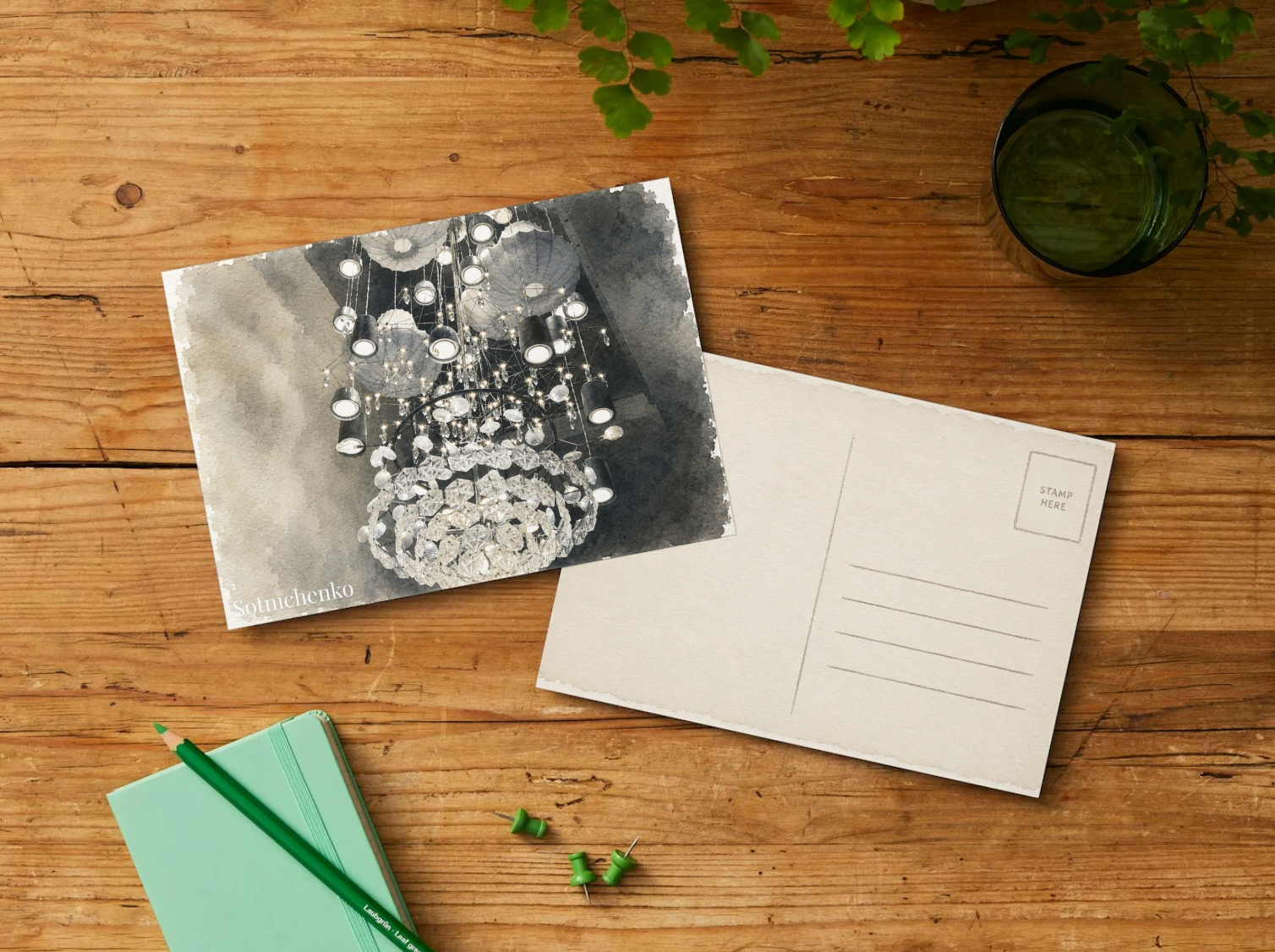 Crystal Lights — Elegant Printable Postcard