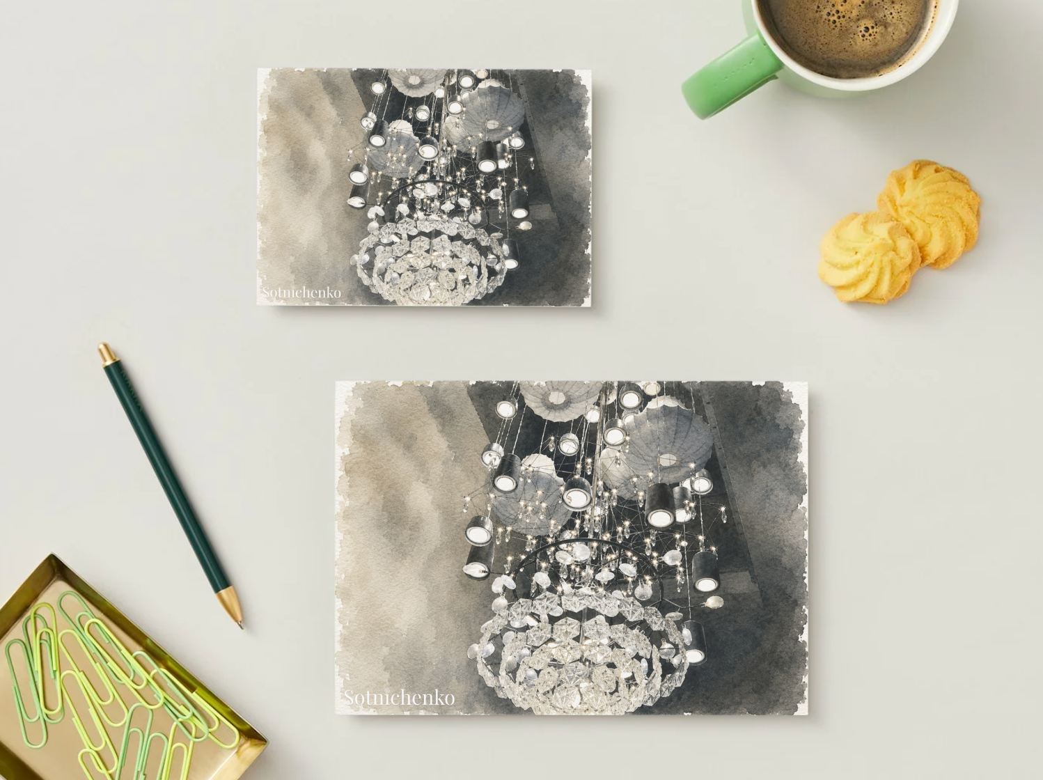 Crystal Lights — Elegant Printable Postcard