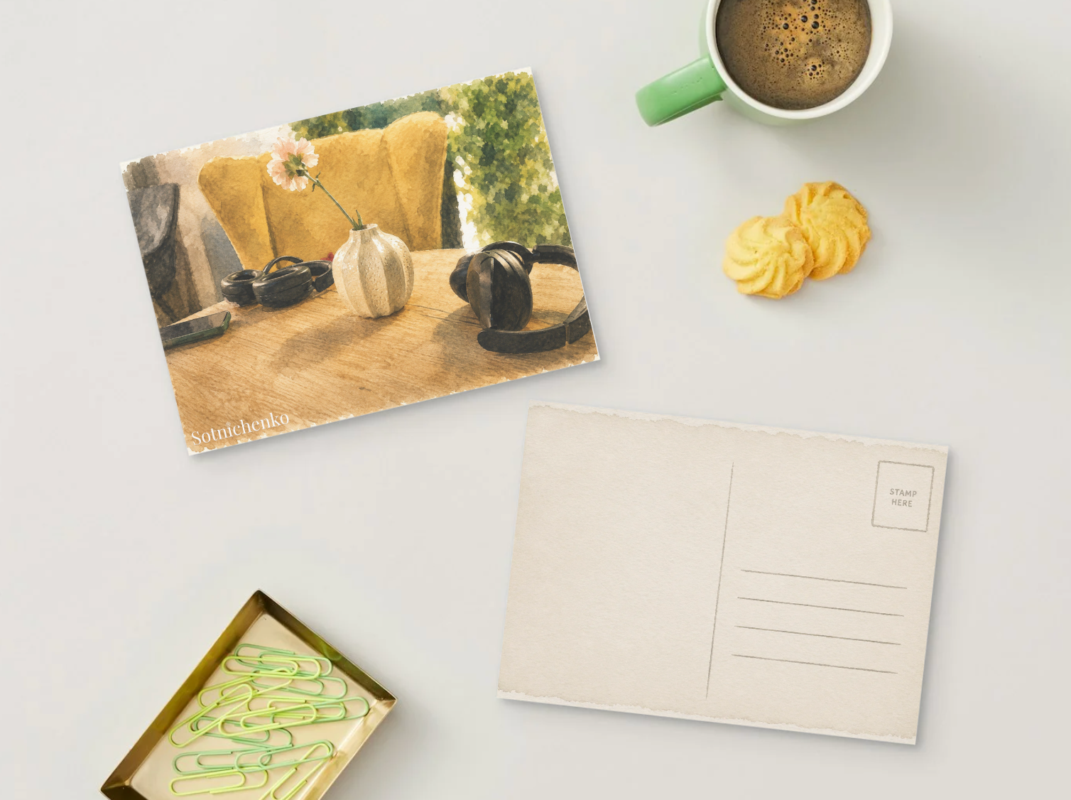 Quiet Table — Vintage Printable Postcard