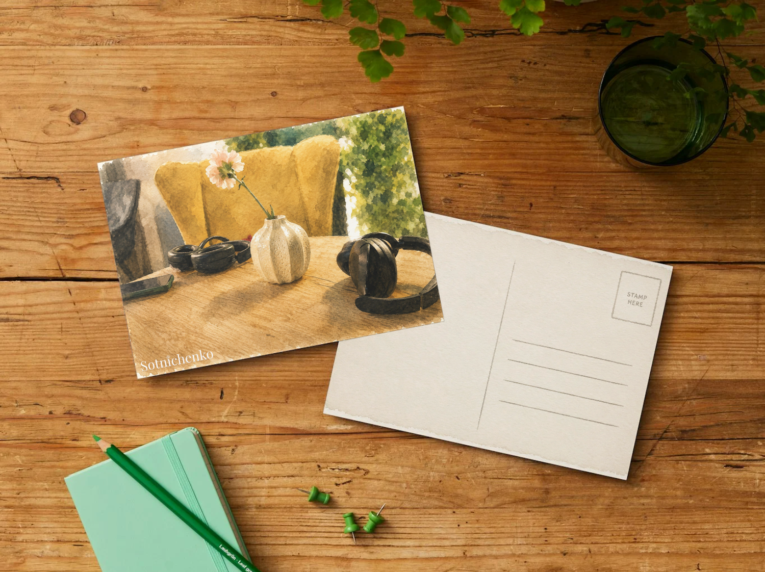 Quiet Table — Vintage Printable Postcard