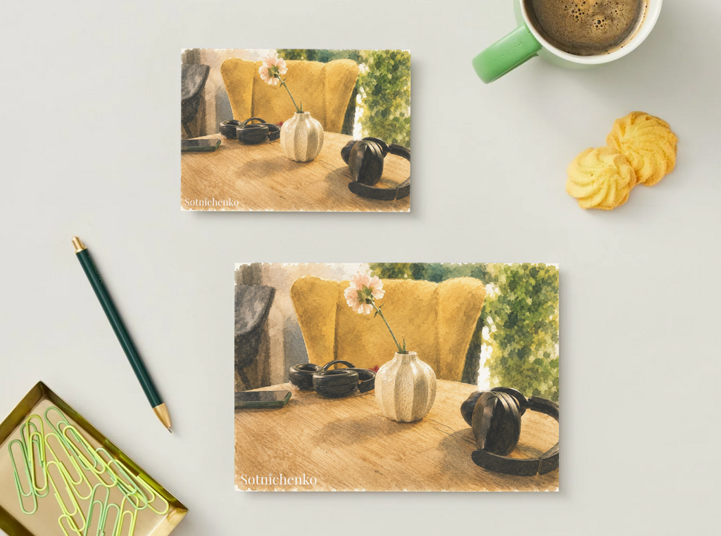Quiet Table — Vintage Printable Postcard