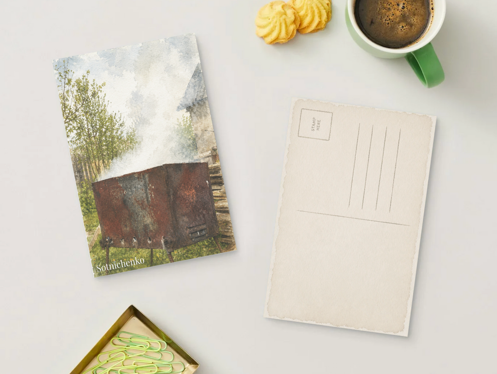 Smoke in the Garden — Vintage Printable Postcard